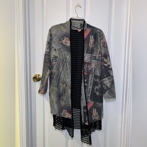 OS Space-Themed Newspaper Cardigan